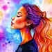 Colorful artistic illustration of a thoughtful woman reflecting in a vibrant watercolor background, symbolizing insights into cognitive biases and decision-making in health services.
