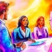 Illustration of professionals in a collaborative meeting setting, highlighting compliance and ethical considerations for AI in healthcare.